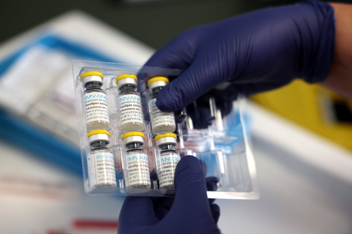 LONDON, ENGLAND - JULY 23: A medical professional prepares a dose of the monkeypox vaccine on July 23, 2022 in London, England. The NHS is expanding its monkeypox vaccine rollout in London as monkeypox cases continue to increase in the capital. Monkeypox, a rare disease, is part of the same family of viruses as smallpox. (Photo by Hollie Adams/Getty Images)