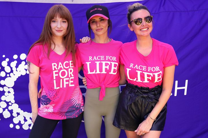 Former Girls Aloud band members (left to right) Nicola Roberts, Cheryl and Nadine Coyle take part in Race for Life for Sarah' at Hyde Park, London.