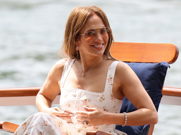 Jennifer Lopez photographed on the cruise with her new husband Affleck.