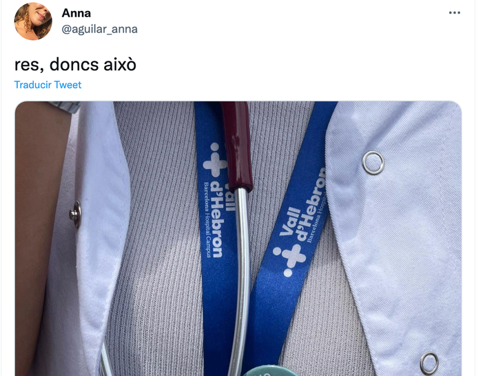 El tuit publicada por la doctora Anna Aguilar.