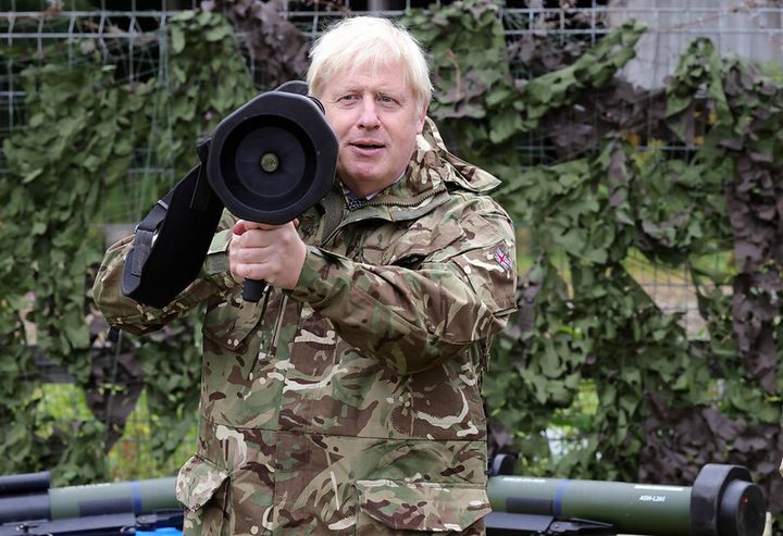 Boris Johnson visiting Ukrainian troops being trained by British Armed Forces in North Yorkshire.