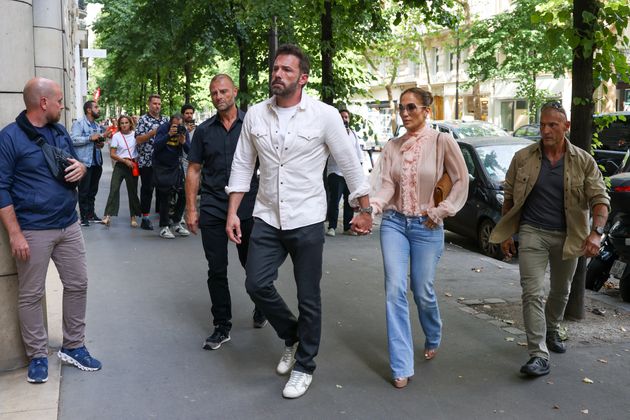 Ben Affleck et Jennifer Lopez, ce lundi 25 juillet, à Paris.