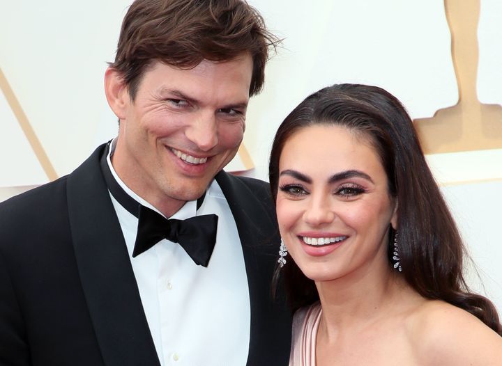  Ashton Kutcher and Mila Kunis attend the 94th Annual Academy Awards together in 2022. 