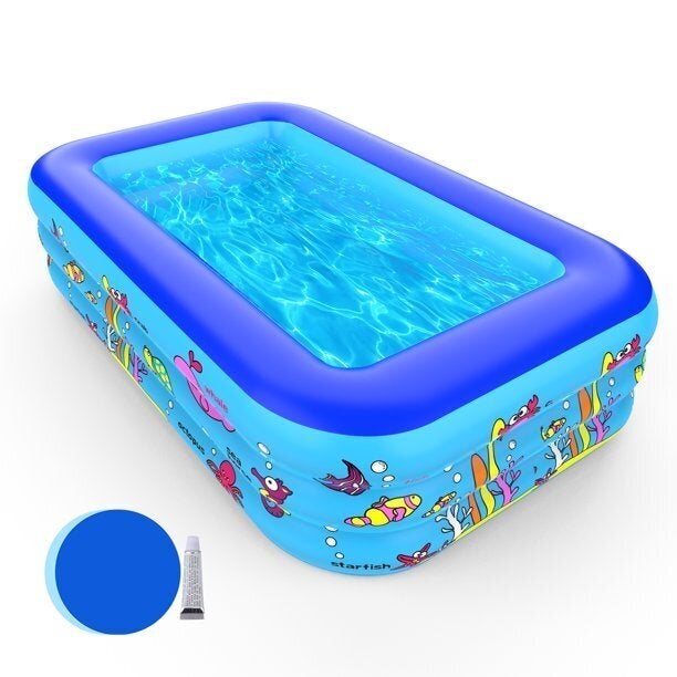 A rectangular sea-themed pool