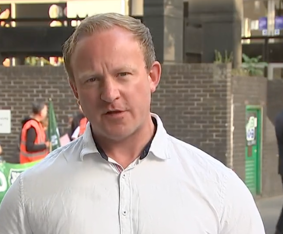 Shadow transport minister Sam Tarry on the picket line at Euston station.