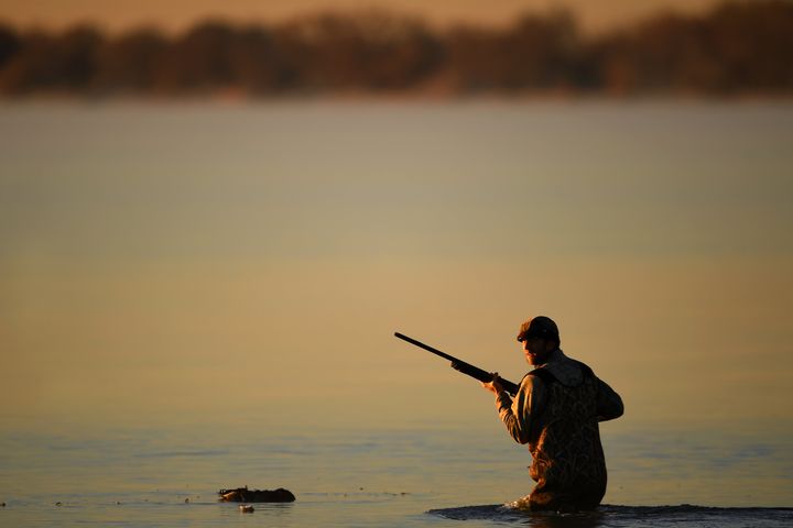 Tim Brass, director of state policy and field operations at Colorado Backcountry Hunters and Anglers, hunts ducks at Jackson Lake State Park in Colorado in November 2018. 
