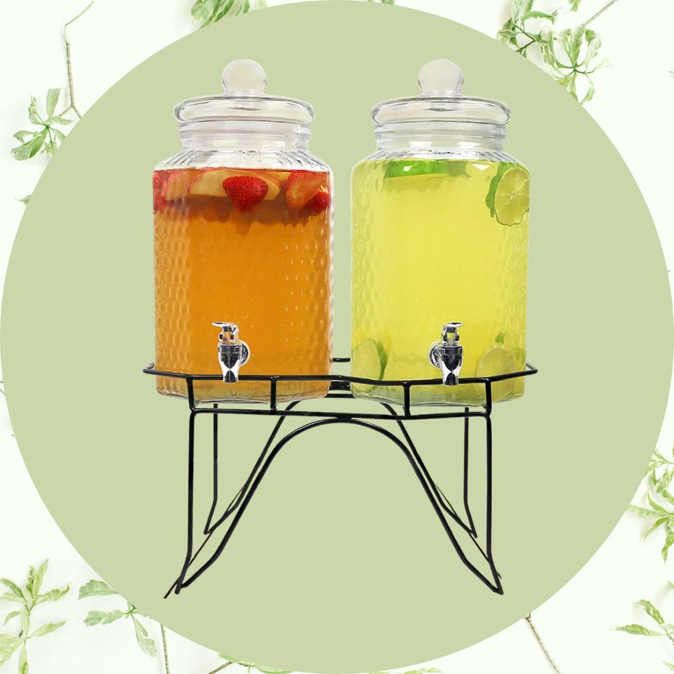 Estilo Glass Double Drink Dispenser with Stand - Set of 2, 1