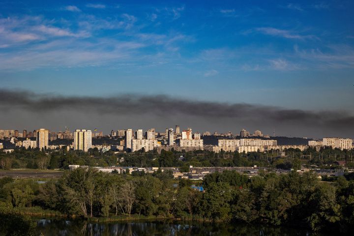 Smoke rises over Kyiv after Russian missile strikes on the Ukrainian capital's outskirts.