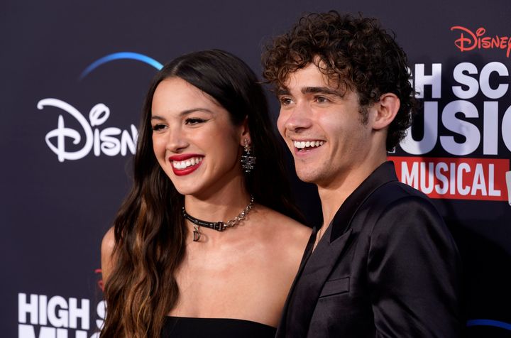 Olivia Rodrigo (left) and Joshua Bassett attend the Season 3 premiere of "High School Musical: The Musical: The Series" in Los Angeles. 