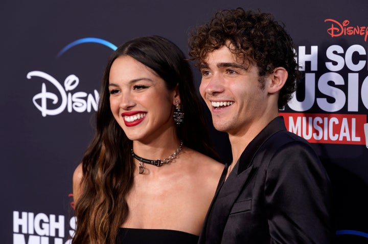 Olivia Rodrigo (left) and Joshua Bassett attend the Season 3 premiere of "High School Musical: The Musical: The Series" in Los Angeles.