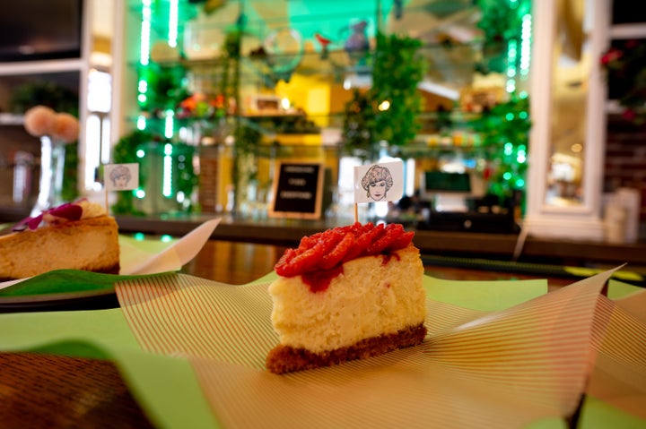 The menu includes a colorful assortment of desserts, including Blanche’s Georgia Style Cookie, and of course, cheesecake.