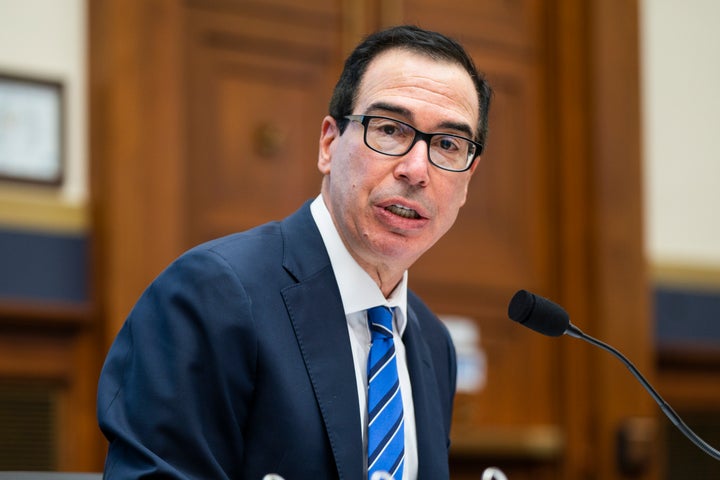 Treasury Secretary Steven Mnuchin testifies before a House Financial Services Committee hearing on Capitol Hill in Washington, Dec. 2, 2020. The House Jan. 6 committee has interviewed Mnuchin and is in negotiations to talk to several other Trump administration cabinet officials as it dives into the days after the Capitol insurrection and discussions about whether to try and remove the former president from office.