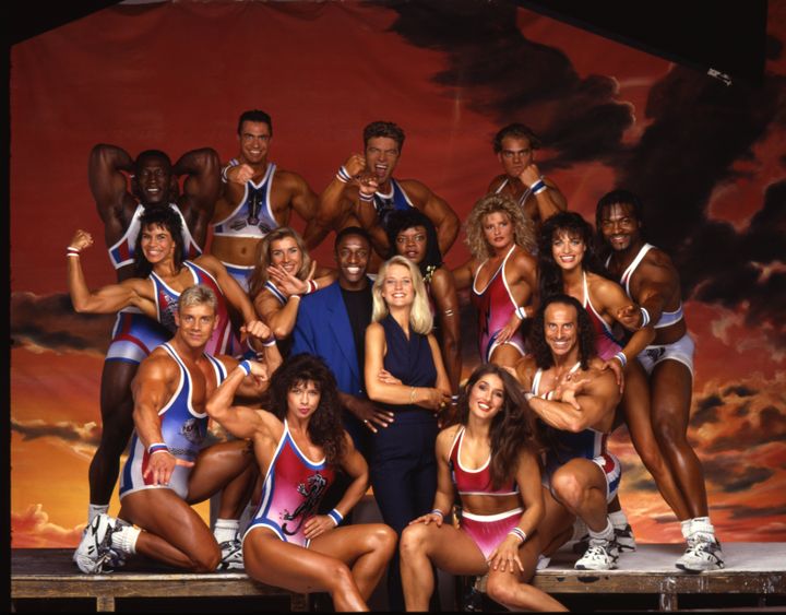 The original cast of Gladiators pictured in 1994