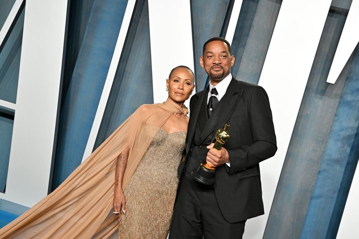Jada Pinkett Smith and Will Smith attend the 2022 Vanity Fair Oscar Party, just after Smith slapped Chris Rock onstage and also won an Oscar, on March 27. 
