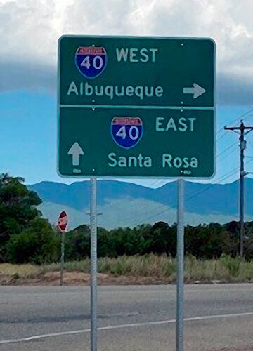  A newly upgraded state Department of Transportation sign erected last week that pointed drivers toward Albuquerque misspelled the city's name, losing the “R.” (New Mexico Department of Transportation via AP)
