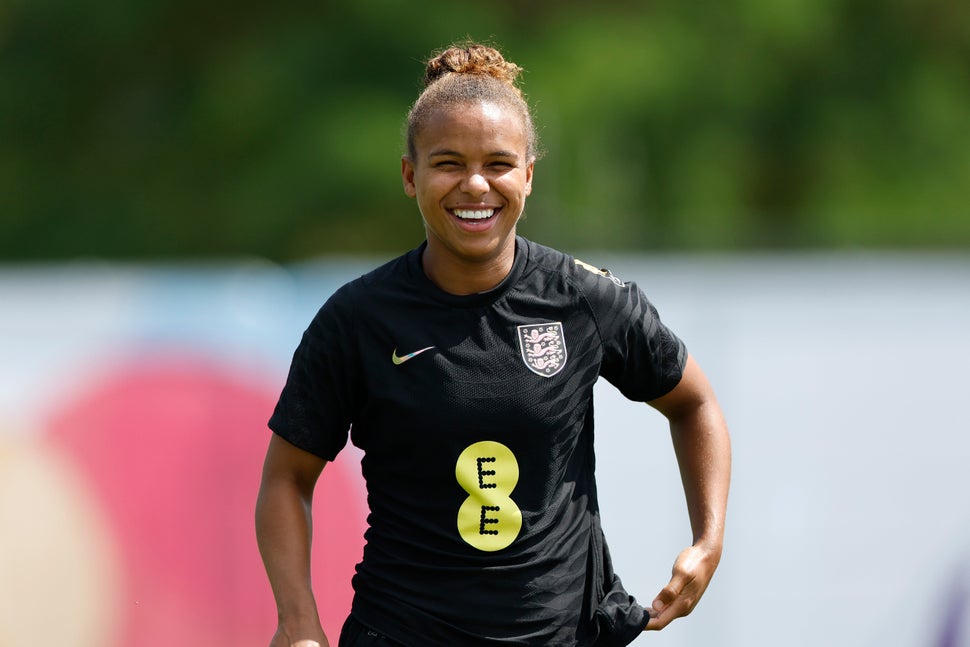 Nikita Parris lors d'une séance d'entraînement en Angleterre pendant l'Euro. 