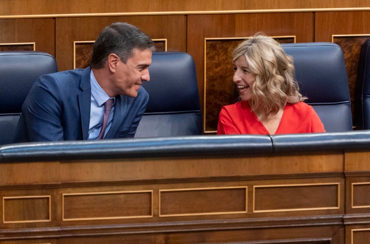 Sánchez, con Díaz en el Congreso.