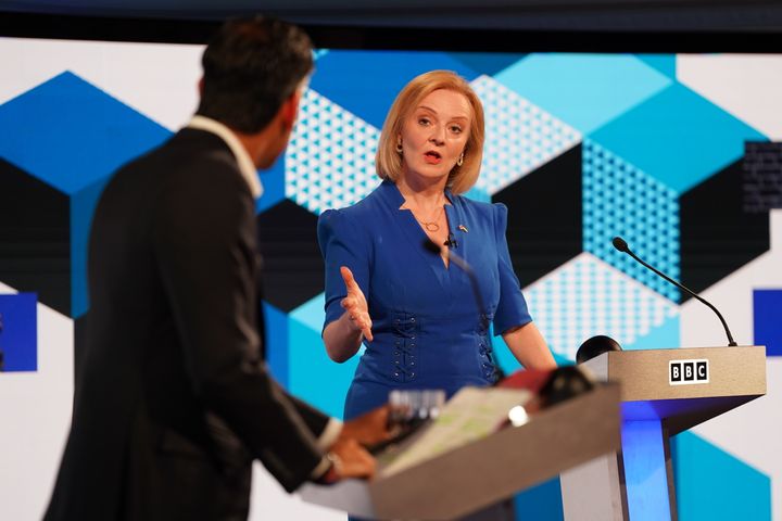 Rishi Sunak and Liz Truss clash in last week's BBC debate.