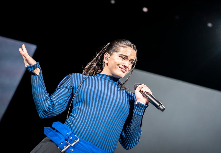 A CORUNA, SPAIN - JULY 29: Singer Rosalía performs during the Motomami World Tour at Coliseum A Coruña on July 29, 2022 in A Coruna, Spain. (Photo by Cristina Andina/Redferns)