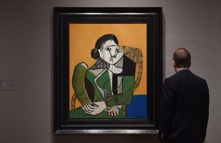 "Femme assise dans un fauteuil" by Pablo Picasso is on display during a preview of Sotheby's impressionist and modern art evening sale in New York, May 2, 2014. 