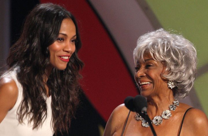 Zoe Saldana (left) said Nichelle Nichols "blazed a trail that has shown so many how to see women of color in a different light."