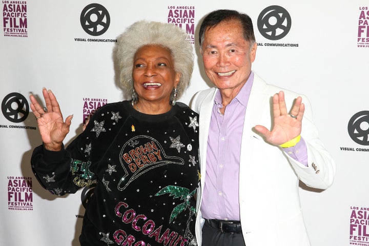 Nichelle Nichols, left, and George Takei in 2014.