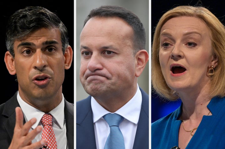 Rishi Sunak, Leo Varadkar and Liz Truss