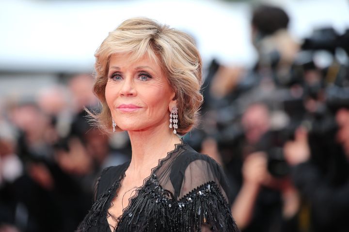 Jane Fonda va a hacerse la prueba "Hundirse o nadar (Le Grand Bain)" en la 71.ª edición del Festival de Cine de Cannes en el Palais des Festivals el 13 de mayo de 2018.