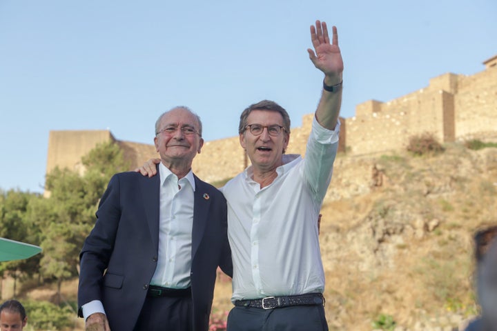 De la Torre con Feijóo en un mitin del PP en Málaga