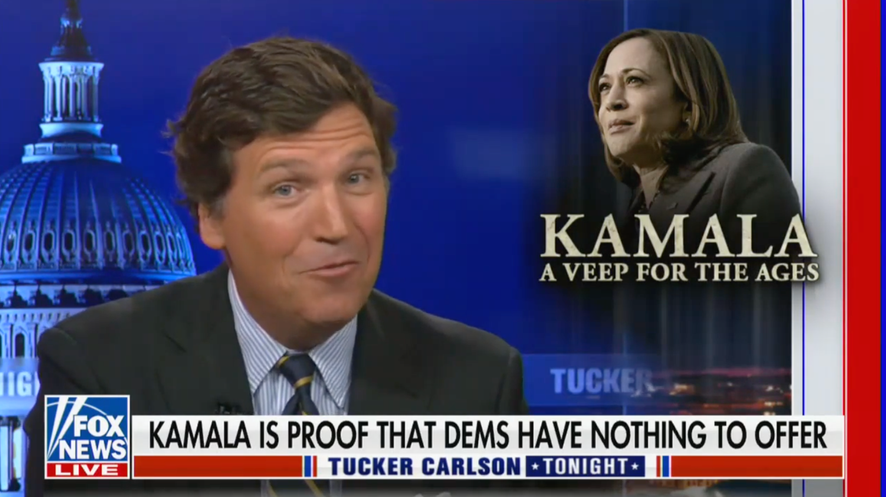 Tucker Carlson launches new attack on Kamala Harris