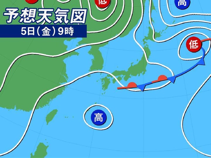 予想天気図 5日(金)9時