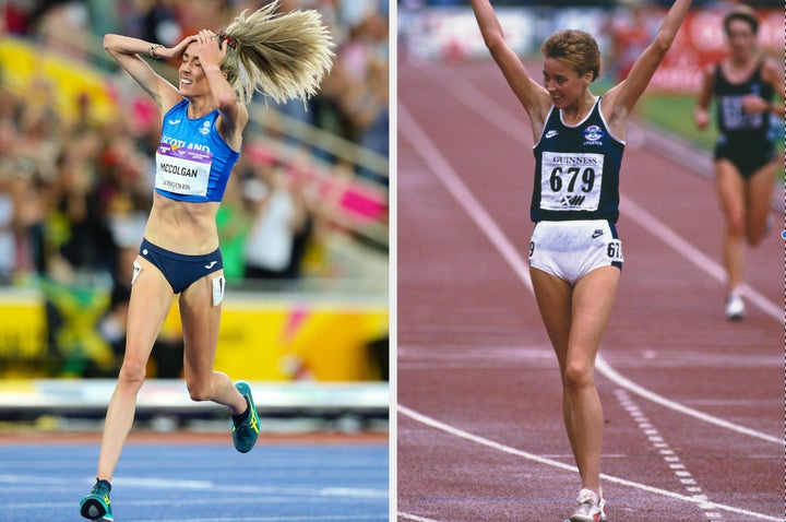 Eilish (left) and her mother Liz McColgan winning their respective races