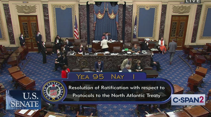 The Senate overwhelmingly supported Finland and Sweden joining NATO. Sen. Josh Hawley (R-Mo.) was the only one "no" vote.