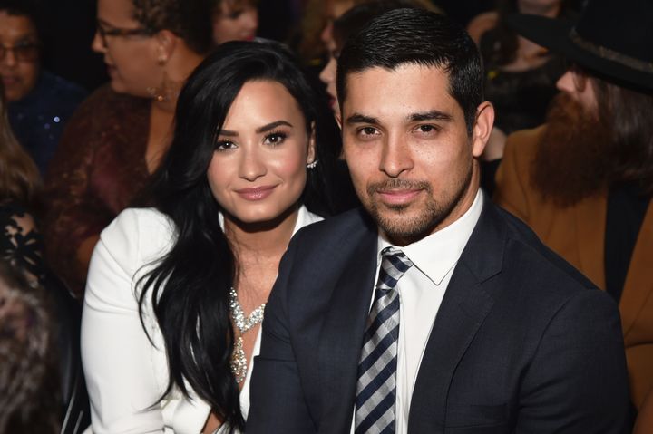 Demi Lovato and Wilmer Valderrama attend the Grammy Awards together in 2016 months before their split.