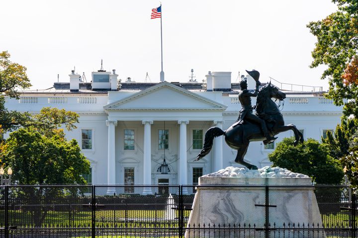 The lightning struck near a statue of President Andrew Jackson in Lafayette Square, a park in front of the White House in Washington, D.C.