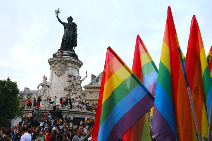 Desfile del Orgullo, el pasado 25 de junio, en la Plaza de la República de París.