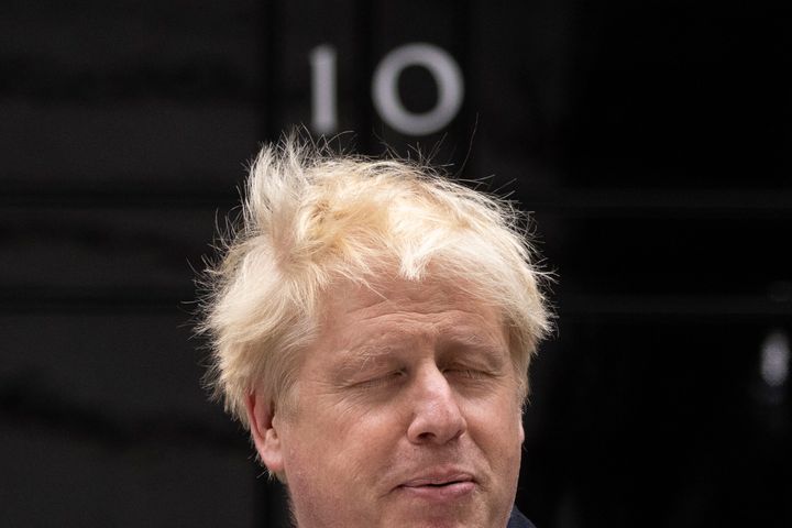 Prime Minister Boris Johnson addresses the nation as he announces his resignation outside 10 Downing Street, on July 7, 2022.