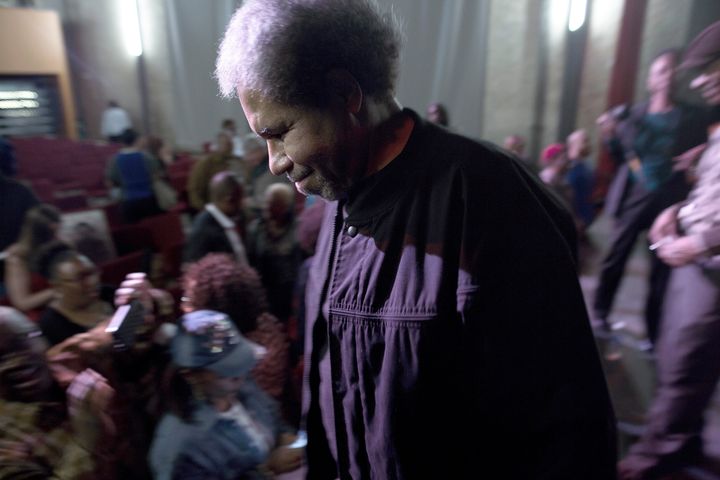 Albert Woodfox mixes with the audience at the Ashe Cultural Arts Center in New Orleans, on Feb. 19, 2016. Earlier in the day, Woodfox, the last of three high-profile Louisiana prisoners known as the "Angola Three," was released from Louisiana State Penitentiary in Angola, La. 