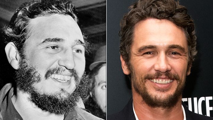 Left: Fidel Castro in Washington, D.C., in 1979. Right: James Franco in 2019.