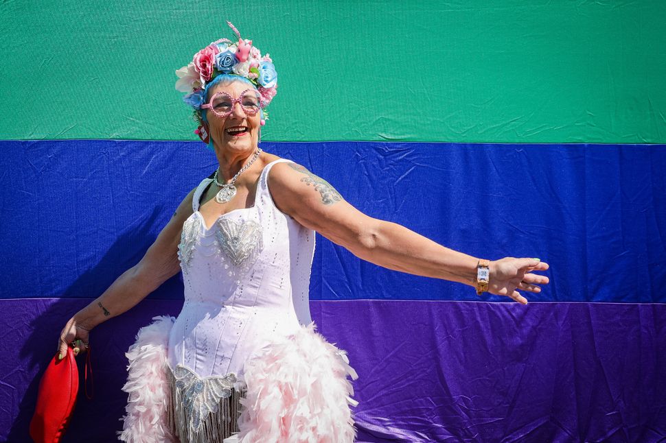 BRIGHTON, ENGLAND - AUGUST 06: A festival goer poses at the Pride LGBTQ+ Community Parade – ‘Love, Protest & Unity’ during Brighton Pride on August 06, 2022 in Brighton, England. (Photo by Tristan Fewings/Getty Images)