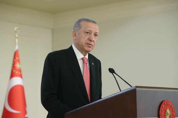 Ομιλία του Τούρκου Προέδρου Ρετζέπ Ταγίπ Ερντογάν στους Τούρκους διπλωμάτες που συμμετείχαν στη 13η Διάσκεψη των Πρεσβευτών στην πρωτεύουσα Άγκυρα, Τουρκία, στις 8 Αυγούστου 2022.