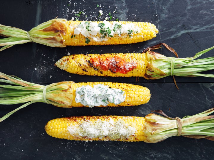 Elote (Mexican street corn) is corn on the cob that’s been grilled and then slathered with mayo, sour cream, cotija cheese, chili powder and a squeeze of lime. 