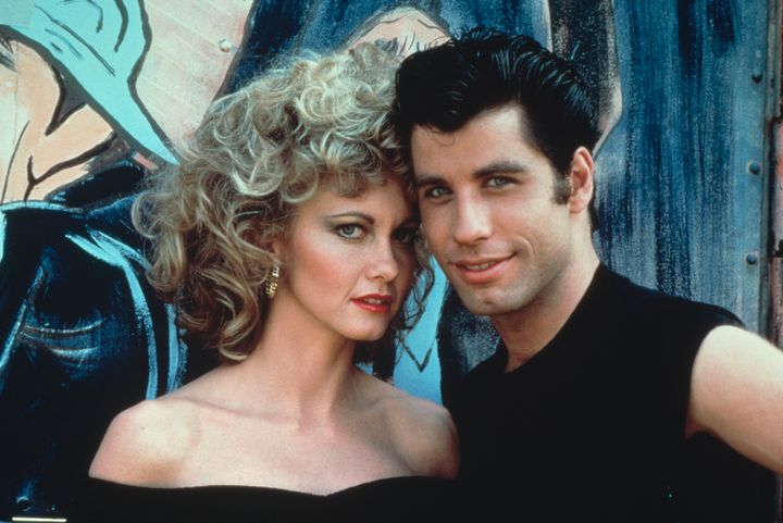 Olivia on the set of Grease in 1978 with John Travolta