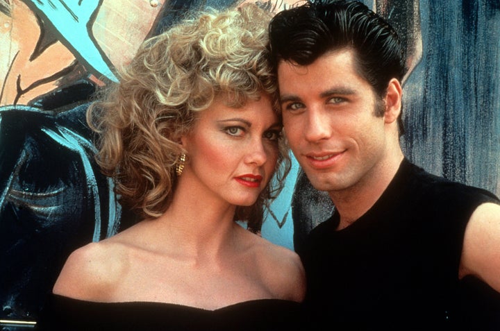 Olivia Newton John and and her co-star John Travolta in a scene from "Grease."