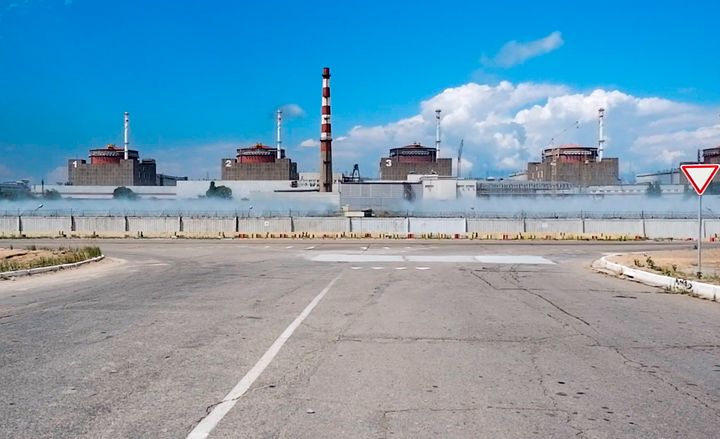 The Zaporizhzhia Nuclear Power Station is seen in territory under Russian military control, in southeastern Ukraine, on Sunday, Aug. 7, 2022. (Russian Defense Ministry Press Service via AP)