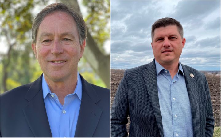 In Minnesota's 1st Congressional District, Jeff Ettinger, a Democrat (left), is hoping to pull off an upset against Republican Brad Finstad, a former Trump administration official.