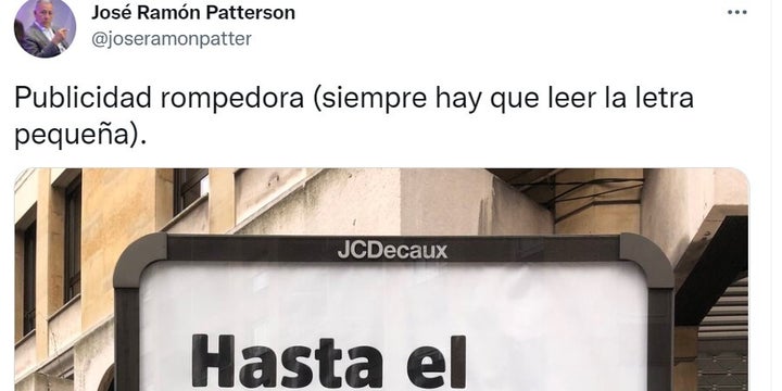La publicidad rompedora que ha visto José Ramón Patterson.