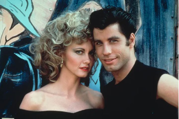 Olivia on the set of Grease in 1978 with John Travolta.