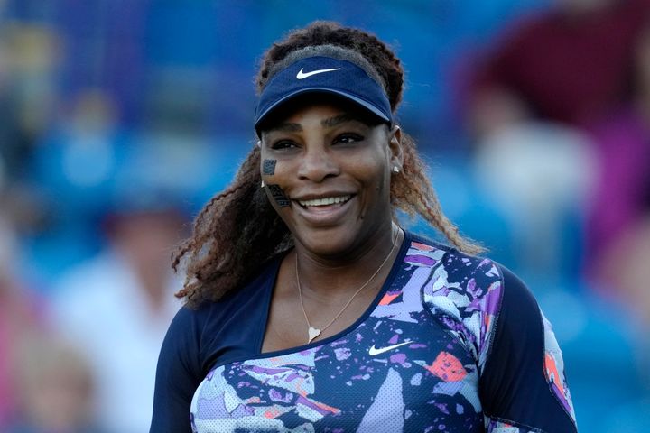 Serena Williams is seen her quarter-final doubles tennis match at the Eastbourne International tennis tournament in England back in June.