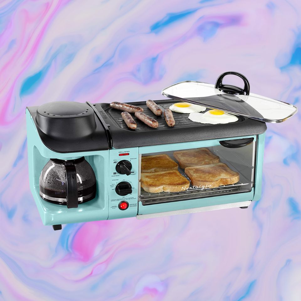 Nostalgia Electrics 50s-Style Breakfast Station Coffee Maker Toaster Oven  Blue